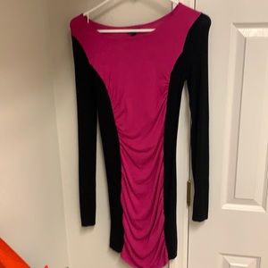 Pink and black cocktail sweater dress